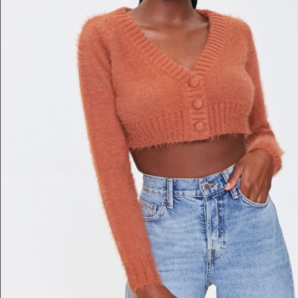 Cropped Fuzzy Cardigan